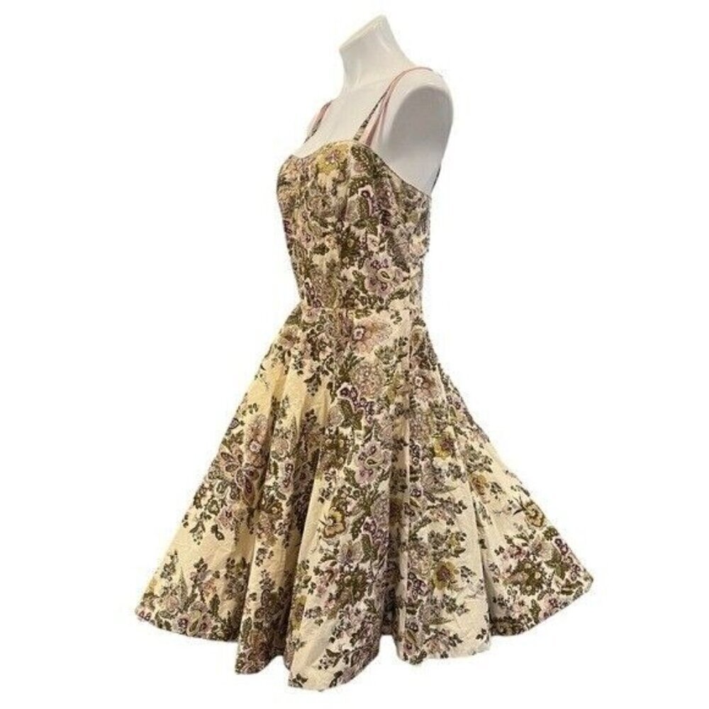 ANTHROPOLOGIE Elevenses Floral Sequin Swing Dress Size 14 - Picture 2 of 10